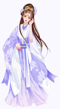 手繪漢服插畫美女