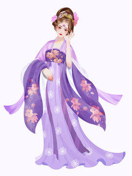 手繪插畫美女