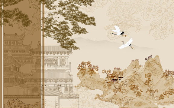 新中式閣樓背景墻