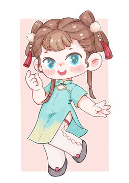 旗袍女孩Q版
