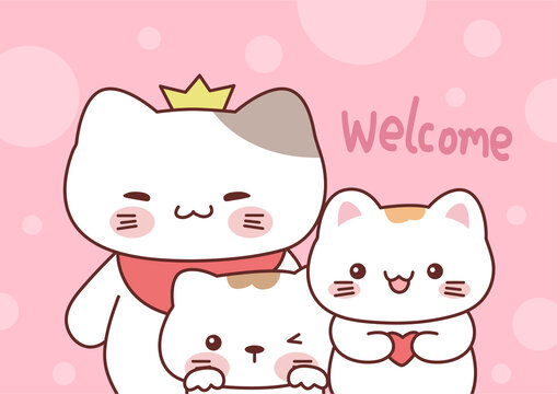 三只卡通可愛貓咪插畫