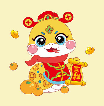 蛇年窗花對(duì)聯(lián)男福娃