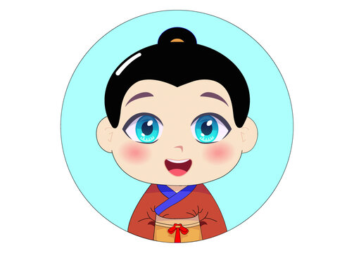 矢量卡通古代書生大頭娃娃