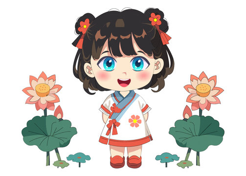 夏至女孩24節(jié)氣大暑小暑插畫