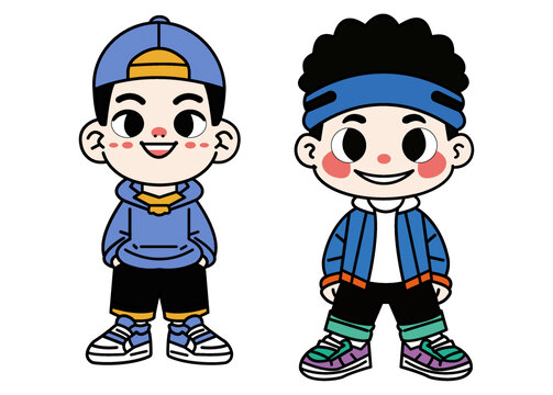 酷酷的嘻哈街舞小男孩