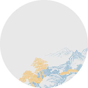 中式掛畫(huà)線(xiàn)描山水禪意山水畫(huà)