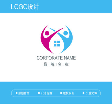 和諧友愛(ài)互助的社區(qū)logo標(biāo)志