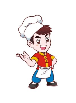 卡通年輕男廚師邀請(qǐng)形象矢量圖