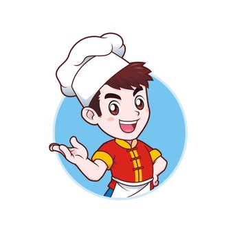 卡通年輕男廚師邀請頭像矢量圖