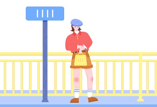 等車的摩登女郎