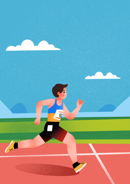 跑步田徑運動員插畫