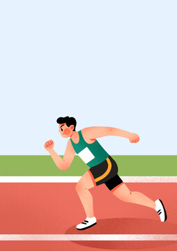 跑步田徑運動員插畫