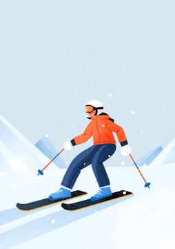 滑雪運動員人物插畫