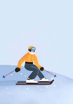 滑雪運動員人物插畫