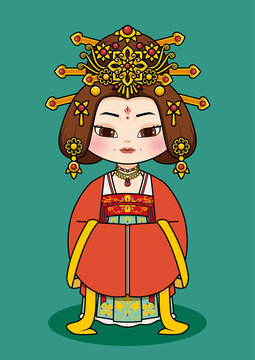 卡通古風(fēng)唐朝仕女唐風(fēng)矢量