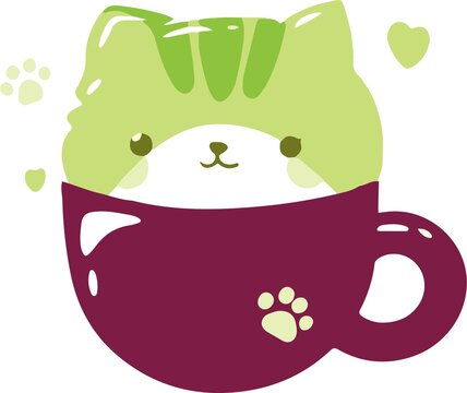 卡通可愛小貓杯子圖案素材