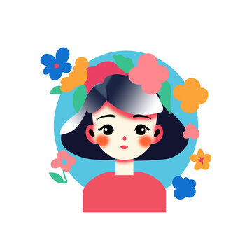 女孩色彩插畫