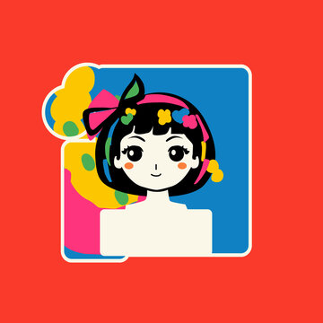 女孩色彩插畫