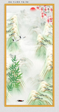 巨幅青山綠水裝飾畫