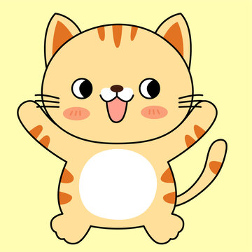 可愛黃色小貓攤手插畫