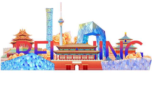 國(guó)潮祥云北京地標(biāo)建筑
