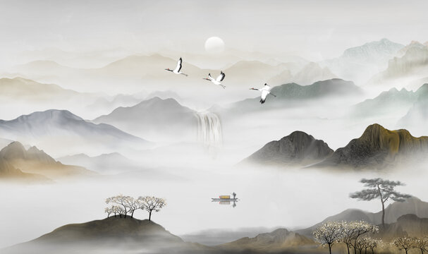 意境水墨山水畫