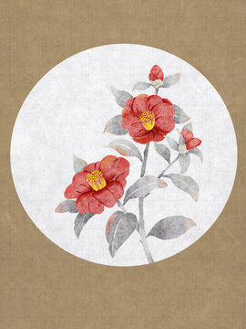 山茶花國風插畫