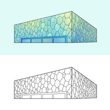 北京水立方建筑線描