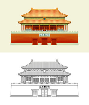 北京故宮博物院線描素材