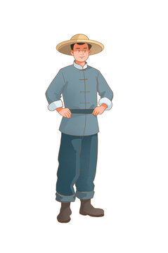 扁平秋天農(nóng)民手繪插畫
