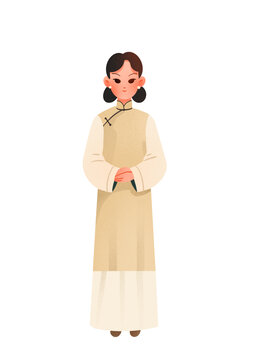 扁平民國(guó)人物手繪插畫(huà)
