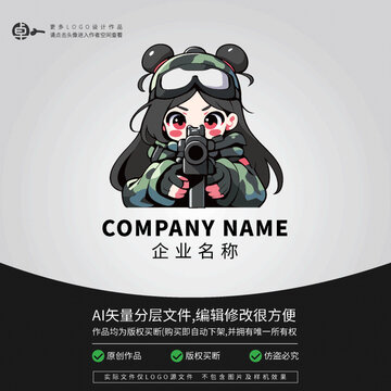 LOGO卡通可愛軍訓(xùn)教官形象