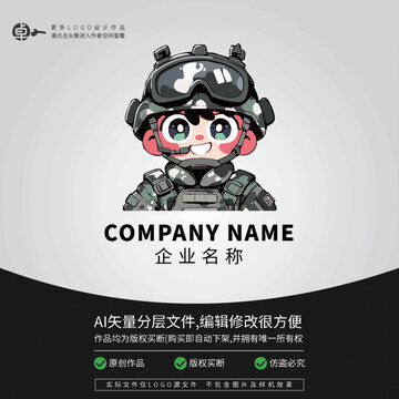 可愛卡通LOGO軍訓教官形象