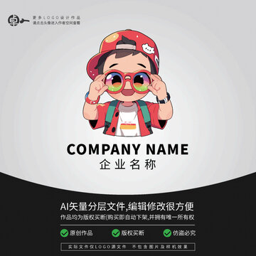 帥哥動(dòng)物L(fēng)OGO卡通街舞形象