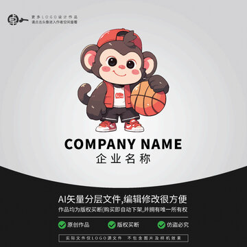 猴子LOGO籃球形象潮玩卡通