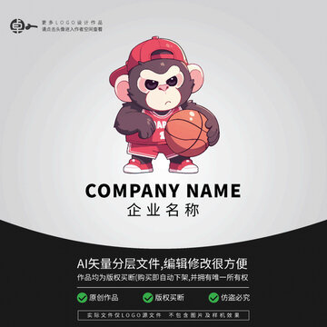 猴子籃球潮玩LOGO形象卡通