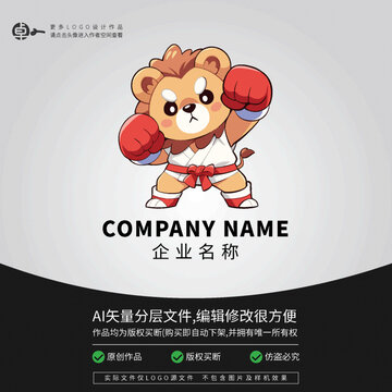 獅子LOGO武術(shù)形象功夫卡通