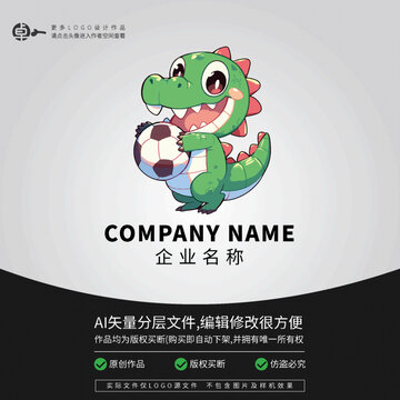 鱷魚運(yùn)動(dòng)卡通LOGO足球形象
