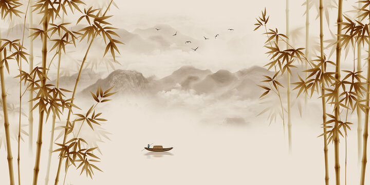 新中式竹子畫