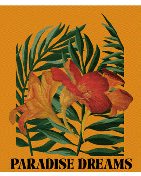熱帶風(fēng)情植物復(fù)古素材