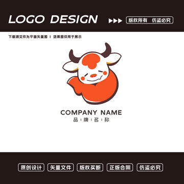 卡通牛logo標(biāo)志