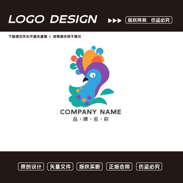 卡通孔雀logo標志