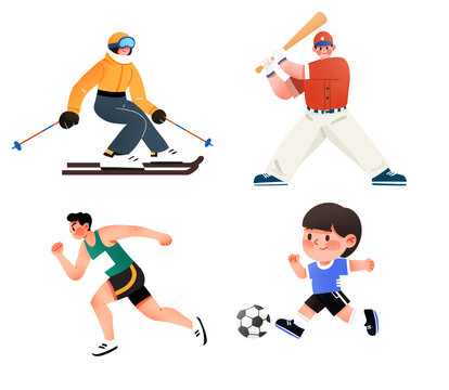 扁平運動系類插畫