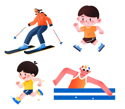 扁平運動系類插畫