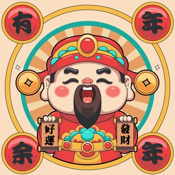 財神爺矢量插畫