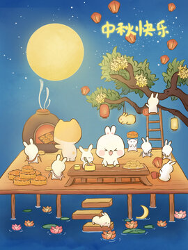 中秋插畫海報