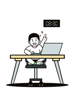 卡通辦公人物期盼下班