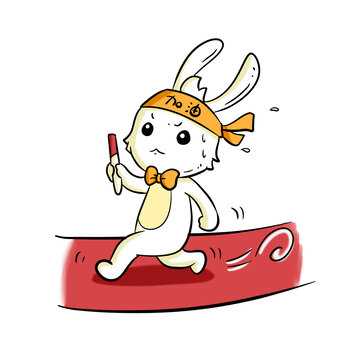 卡通跑步的兔子
