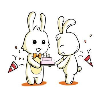 卡通慶祝兔子