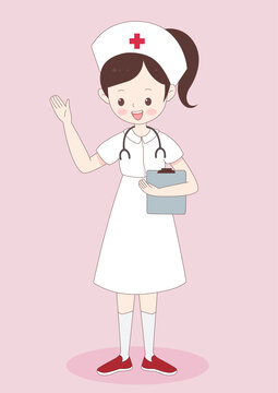 可愛Q版成人女護(hù)士插畫